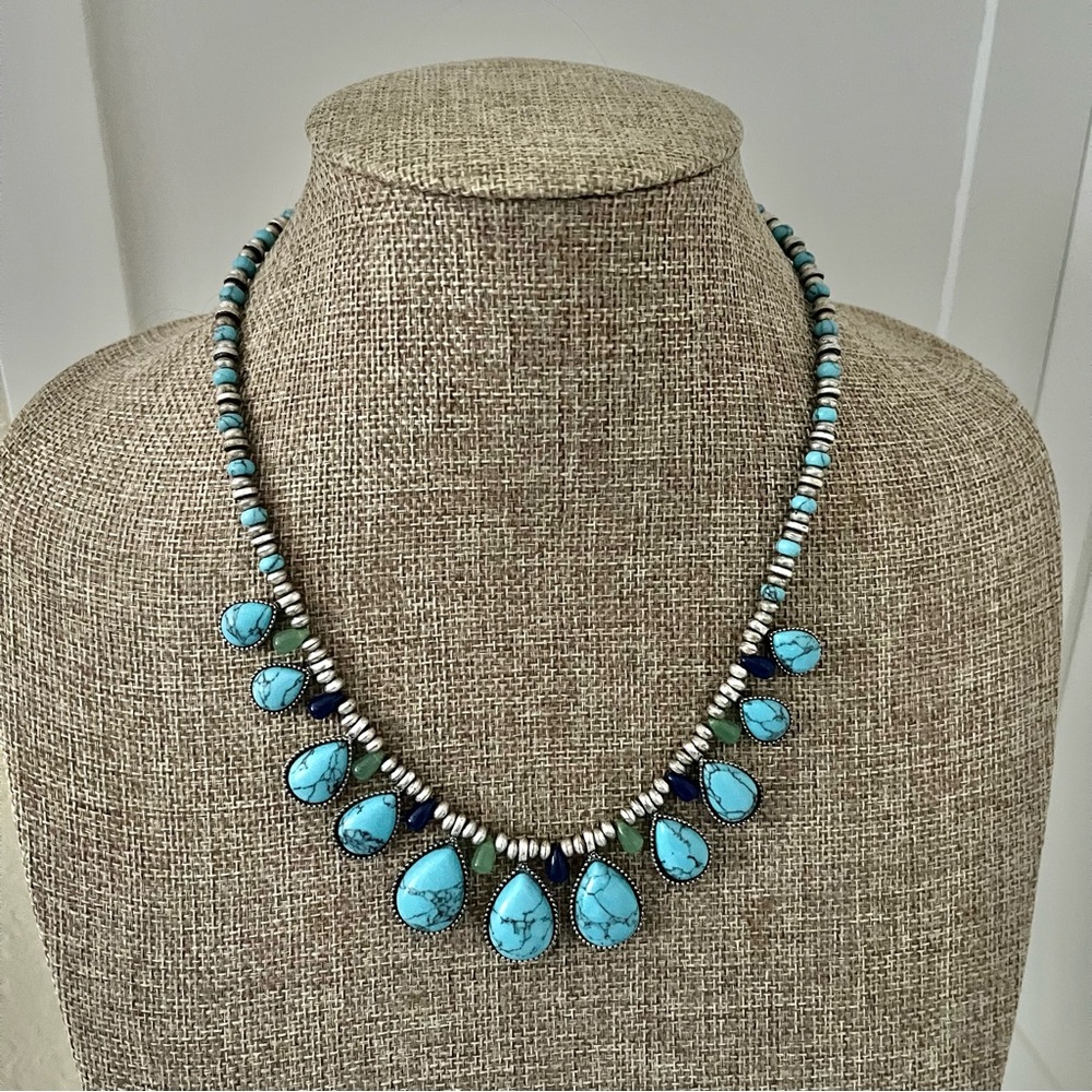 CHAPS Faux Turquoise Southwestern Necklace 16 Inch with Extender